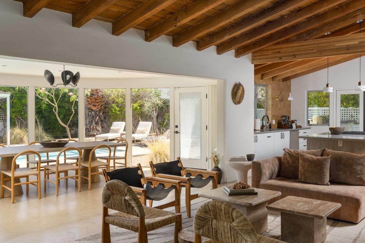 Gorgeous living room and dining area at Palm Springs vacation rental